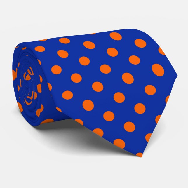 Cravate Motif de design à pois orange sur fond bleu  (Créateur téléchargé)
