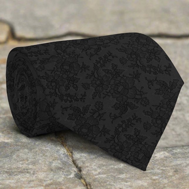Cravate Motif de design à répétition florale noir et blanc (Créateur téléchargé)