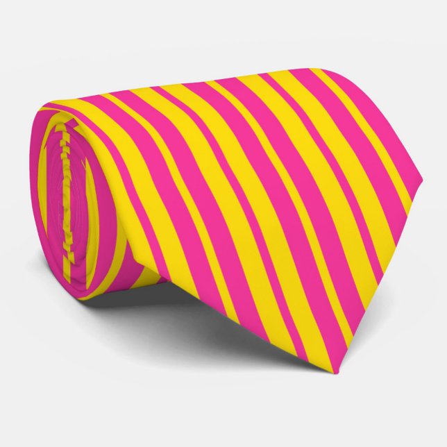 Cravate Motif de design de rayures élégantes rose jaune  (Créateur téléchargé)