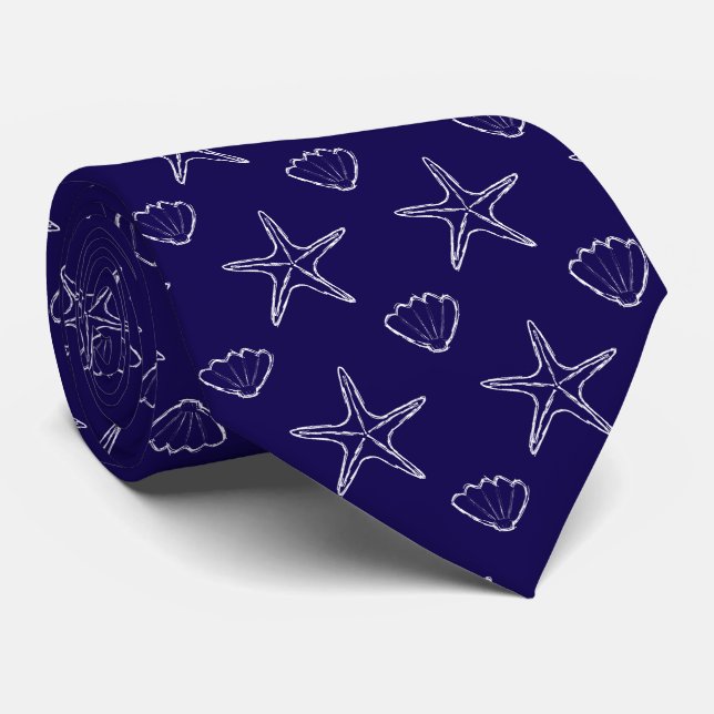 Cravate Motif de dessin de coquillage d'étoile de mer sur  (Roulé)