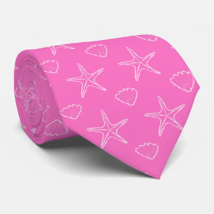 Cravate Motif de dessin de coquillage d'étoile de mer sur