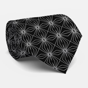Cravate Motif de dessin en ligne gris et noir du milieu du