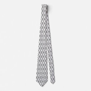 Cravate Motif de diamants gris et blanc