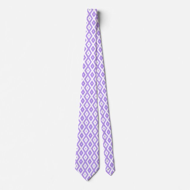 Cravate Motif de diamants violet et blanc (Devant)