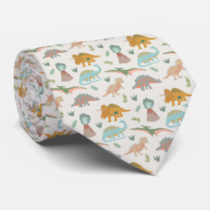 Cravate Motif de dinosaures bohème dessiné à la main pour 
