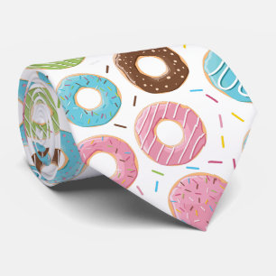 Cravate Motif de Donuts Colorés Rétro pour une Fête Amusan