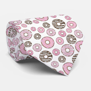 Cravate Motif De Donuts, Donuts Roses, Donuts Blancs