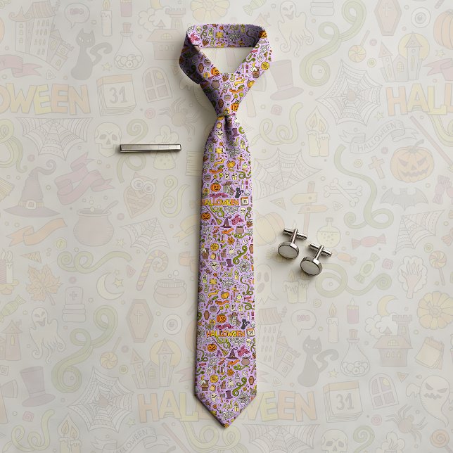 Cravate Motif de doodle d'Halloween mignon (Créateur téléchargé)