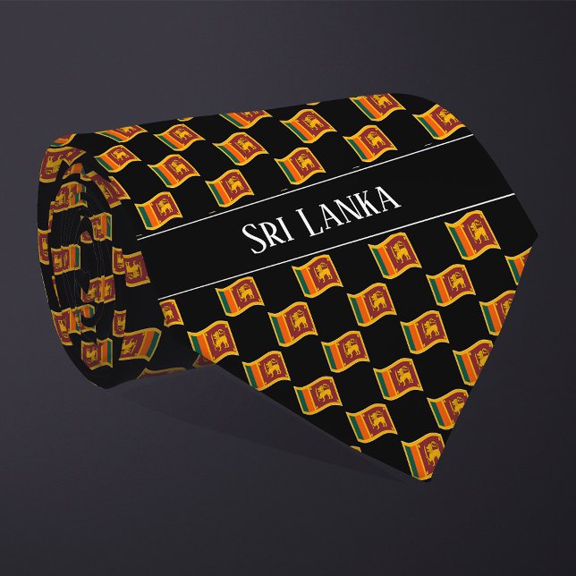 Cravate Motif de drapeau ondoyant du Sri Lanka  (Créateur téléchargé)