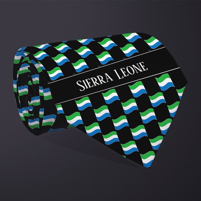 Cravate Motif de drapeau ondulé de la Sierra Leone  (Créateur téléchargé)