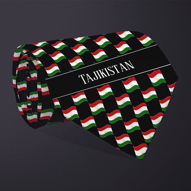 Cravate Motif de drapeau ondulé du Tadjikistan  (Créateur téléchargé)