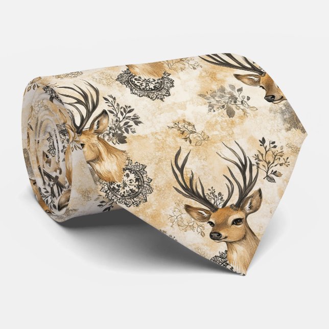 Cravate Motif de faon de la forêt rustique (Roulé)