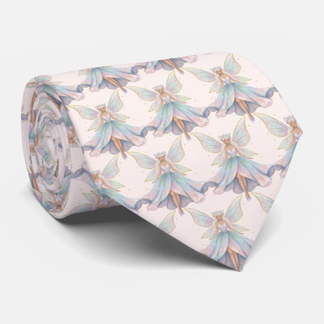 Cravate Motif de fée ange magique Couleurs pastel  (Roulé)