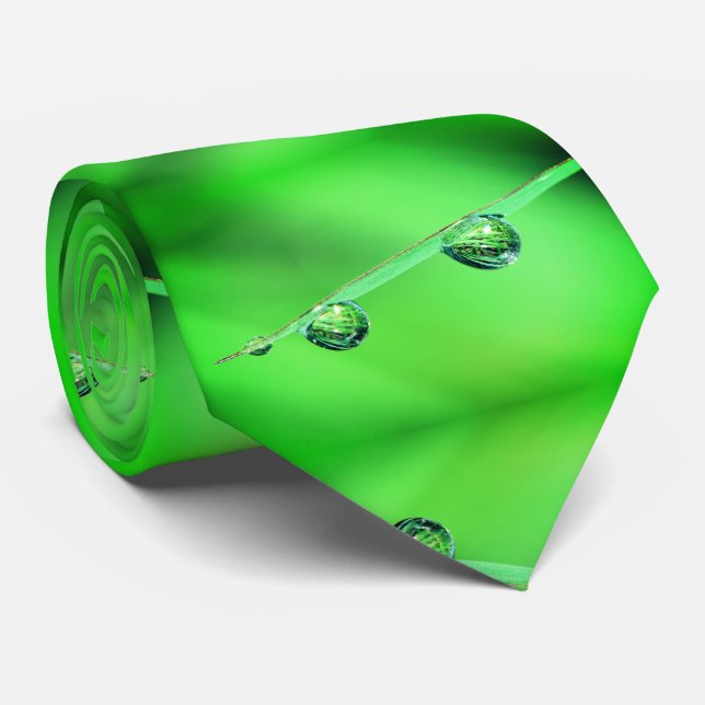 Cravate Motif de feuillage vert goutte d'eau (Roulé)