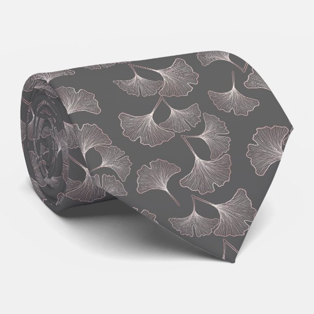 Cravate Motif de feuille de Ginkgo japonais (Roulé)