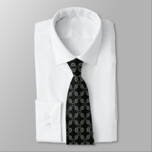 Cravate Motif de feuille noir et gris