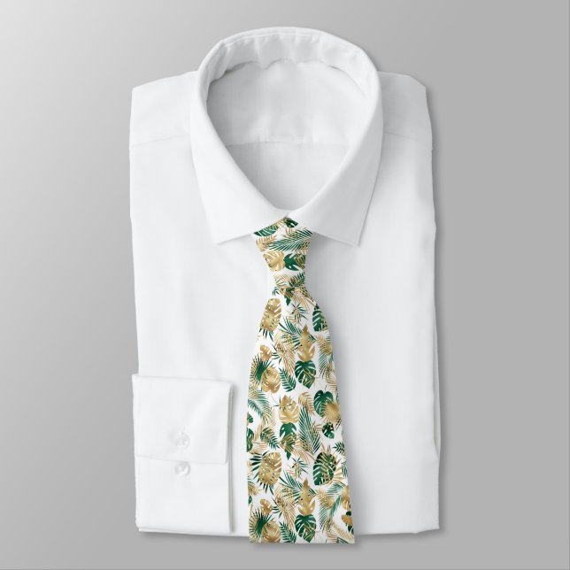 Cravate Motif de feuille tropicale  (Attaché)