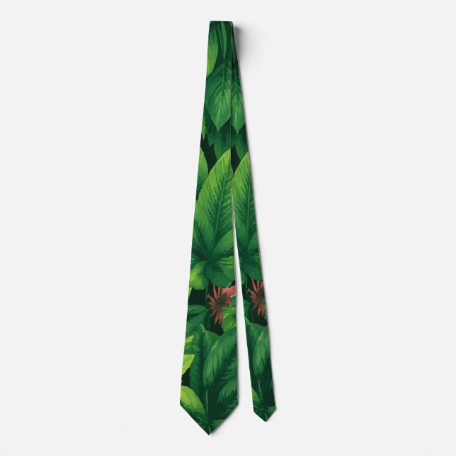 Cravate Motif de feuille verte tropicale (Devant)