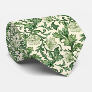 Cravate Motif de feuilles d'acanthe vert foncé orné