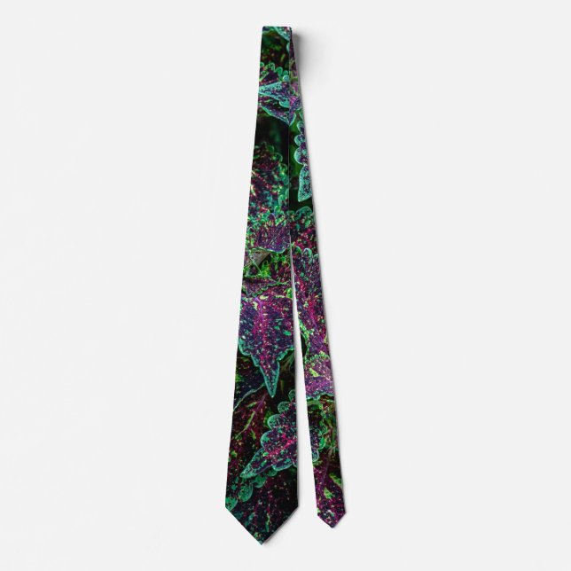 Cravate Motif de feuilles de Coleus vibrant. (Devant)