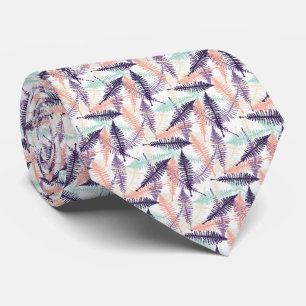 Cravate Motif de feuilles de fougère vert menthe violet po