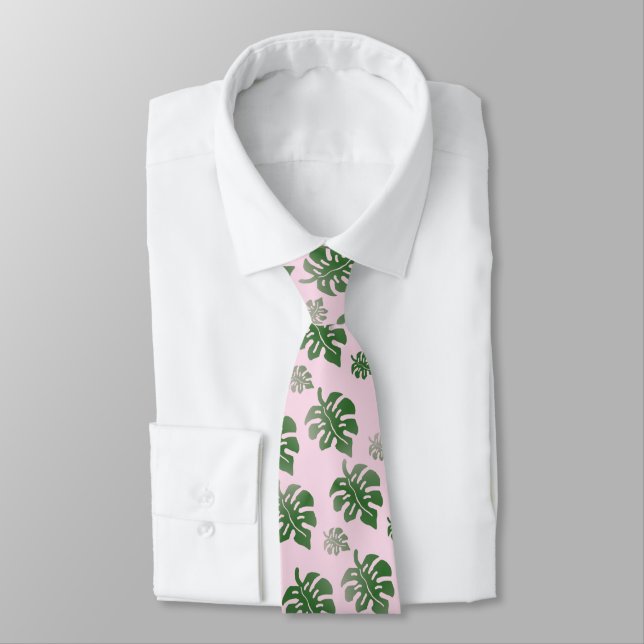 Cravate Motif de feuilles tropicales pour mariage et danse (Attaché)