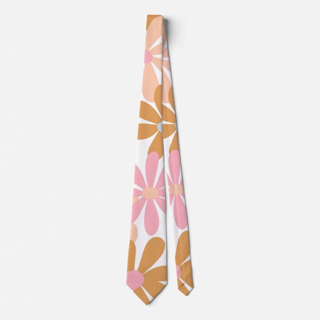 Cravate Motif de fleur de marguerite pastel rétro (Devant)