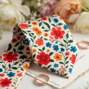 Cravate Motif de fleur de prairie lumineuse