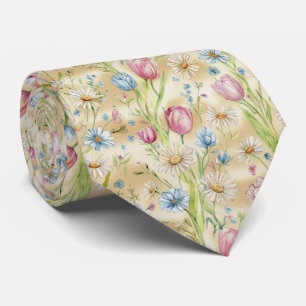 Cravate Motif de fleur sauvage de prairie printanière