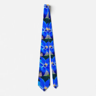 Cravate Motif de fleurs bleues profondes
