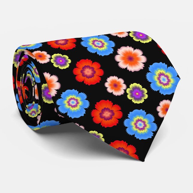 Cravate Motif de fleurs colorées (Roulé)