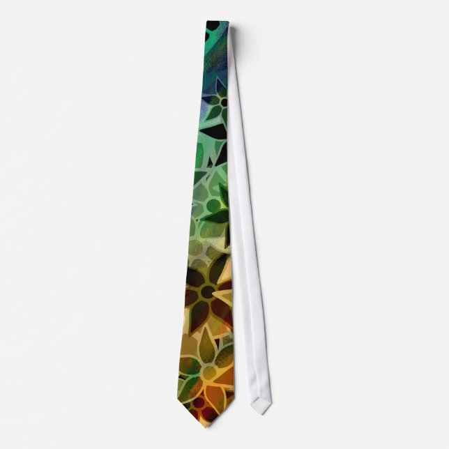 Cravate Motif de fleurs d'art abstrait (Devant)