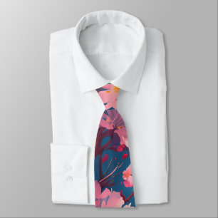 Cravate Motif de fleurs de cerisier rose d'aquarelle