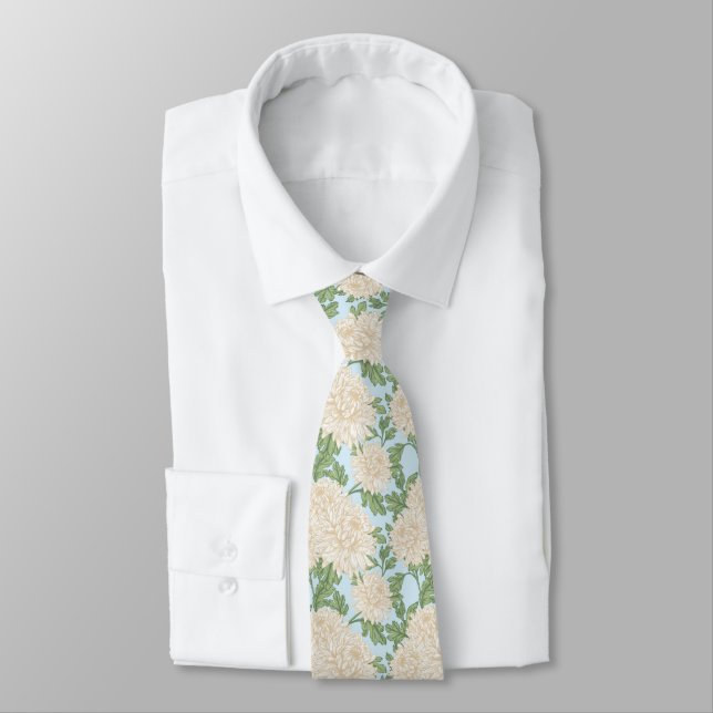 Cravate Motif de fleurs de maman du jardin blanc (Attaché)