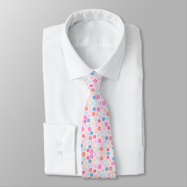 Cravate Motif de fleurs de marguerite rose boho (Attaché)