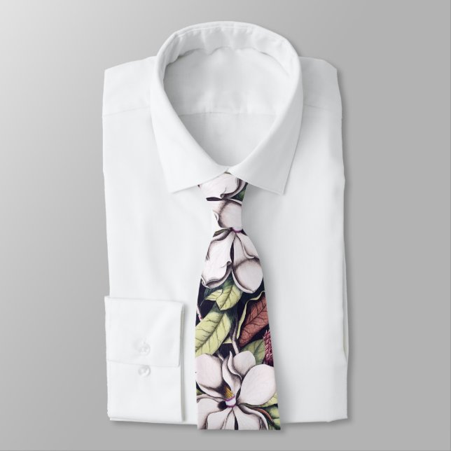 Cravate Motif de fleurs Magnolia (Attaché)