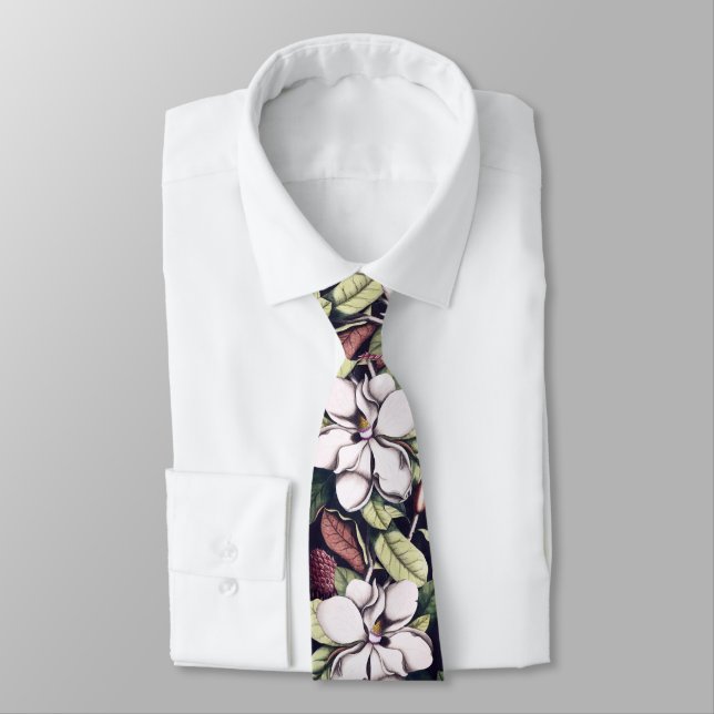 Cravate Motif de fleurs Magnolia (Attaché)