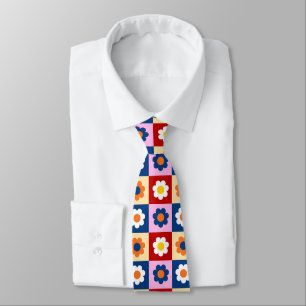 Cravate Motif de fleurs pastel colorées rétro mignon