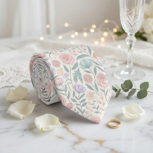 Cravate Motif de fleurs pastel délicat