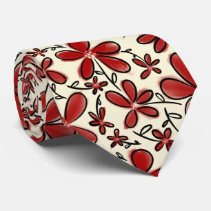 Cravate Motif de fleurs rouges