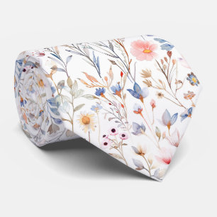 Cravate Motif de fleurs sauvages à l'aquarelle