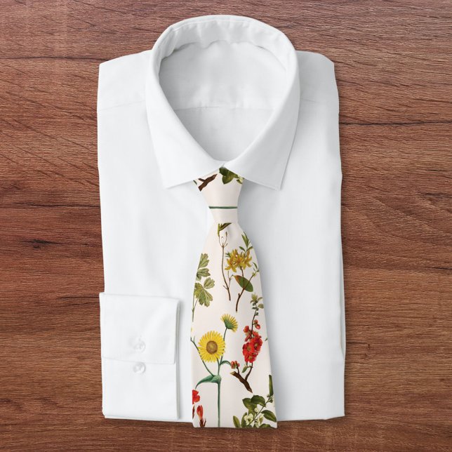 Cravate Motif de fleurs sauvages vintage (Front side)