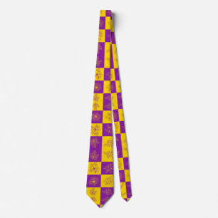 Cravate Motif de fleurs scintillantes violettes et dorées