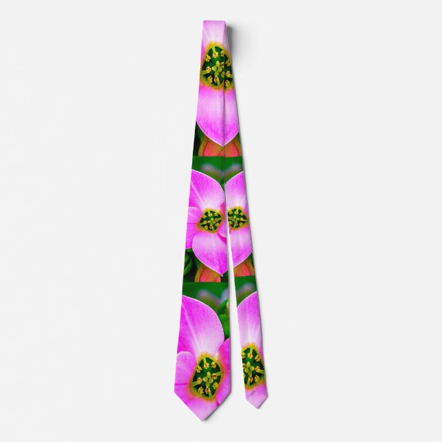 Cravate Motif de fleurs tropicales roses (Devant)