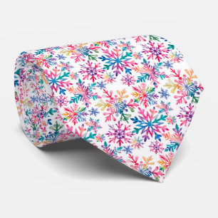 Cravate Motif de flocons de neige à l'aquarelle