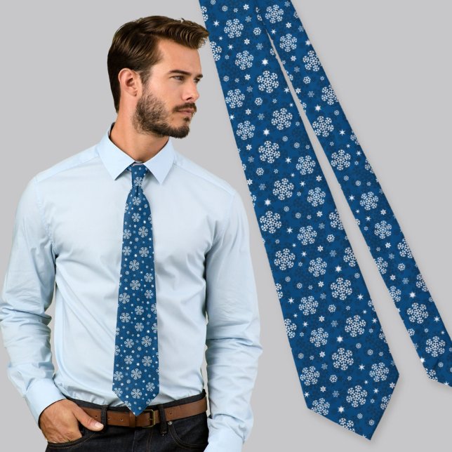 Cravate Motif de flocons de neige sur fond bleu (Créateur téléchargé)