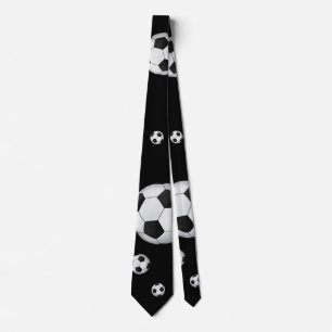 Cravate Motif de football  Noir