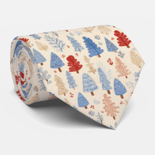 Cravate Motif de forêt scandinave en hiver (1)