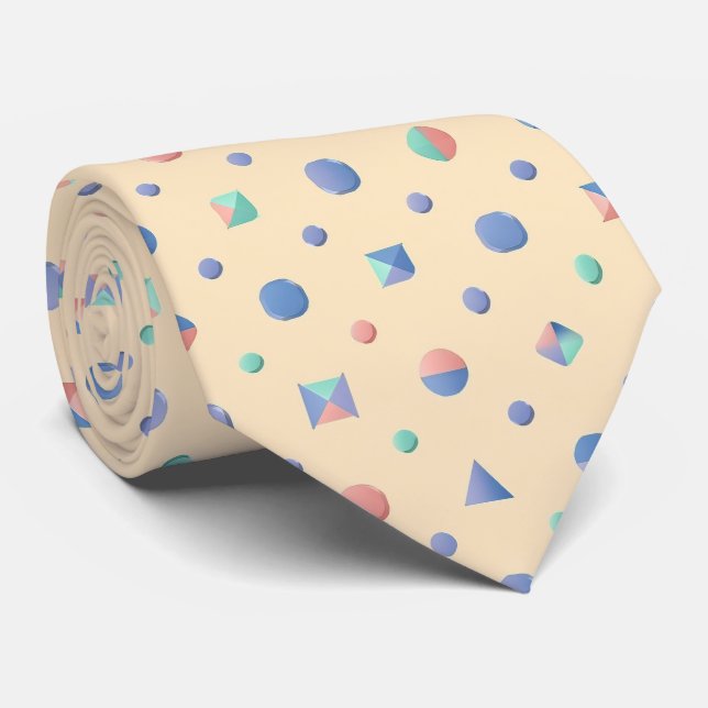 Cravate Motif de forme géométrique pastel (Roulé)
