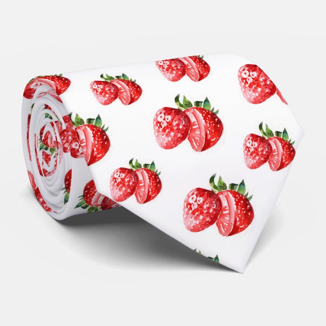 Cravate motif de fraises cool carrelé (Roulé)